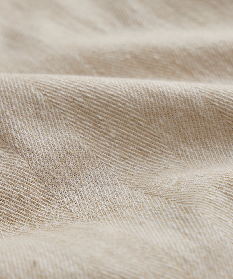 Linen Cotton Herringbone Shirt in Desert Beige